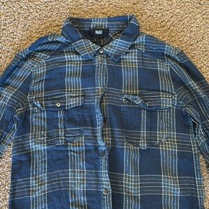 PAIGE Long Sleeve Blue Button Down Shirt